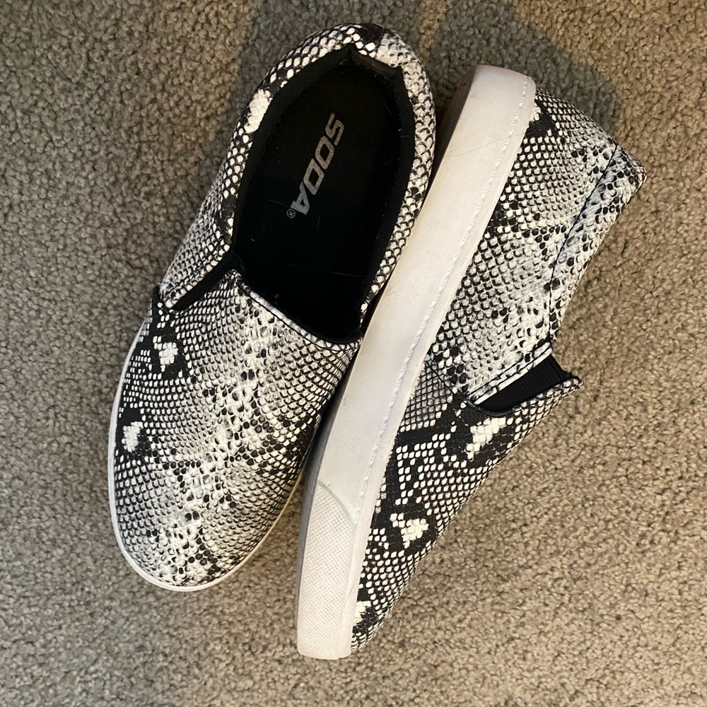snakeskin slip ons!